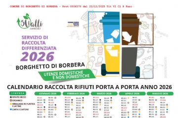 Calendario raccolta rifiuti porta a porta anno 2026